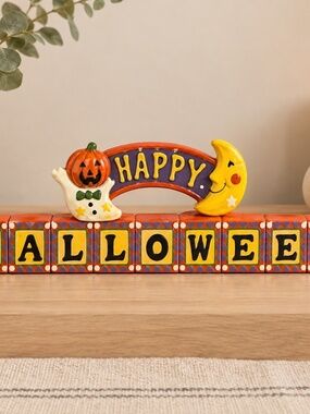 Halloween Blocks Ghost Pumpkin Moon Midwest Importers Cannon Falls Vintage